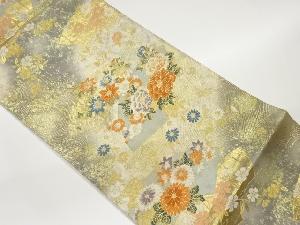 引箔地紙に花々・葉模様織出し袋帯